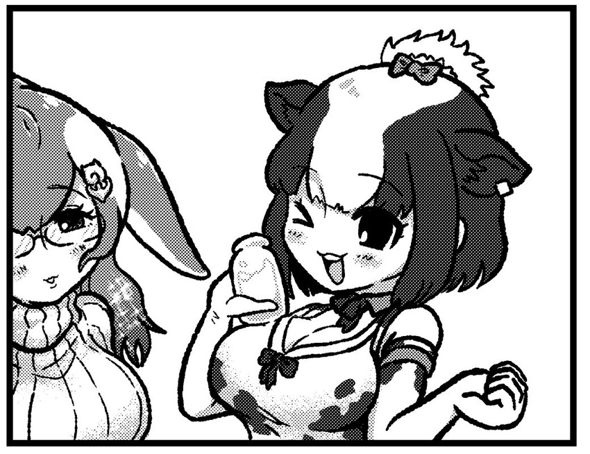 holstein friesian cattle and blue whale (kemono friends) drawn by kotobuki_(tiny_life)