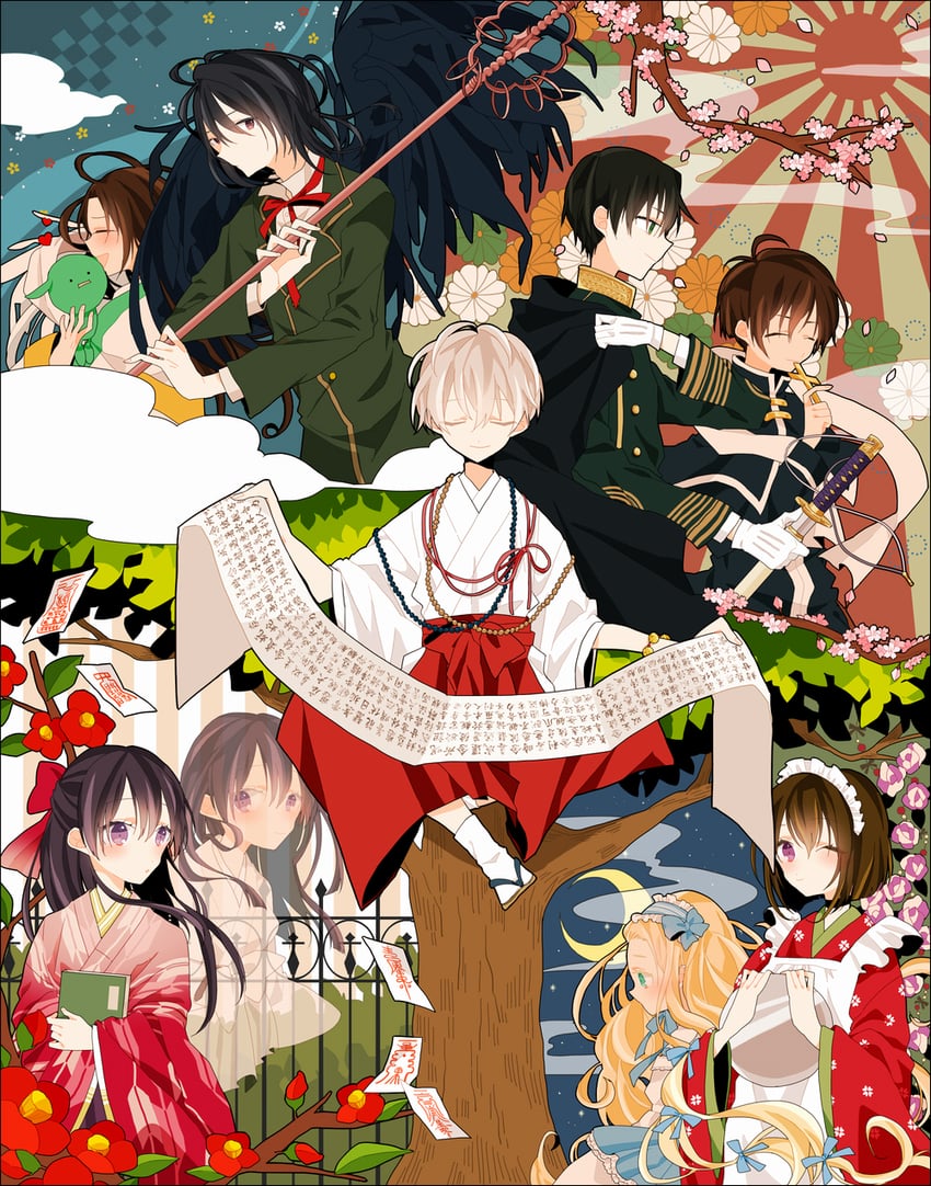 haruka, ichinomiya kantarou, youko, muu-chan, sugino, and 5 more (tactics) drawn by suzuca