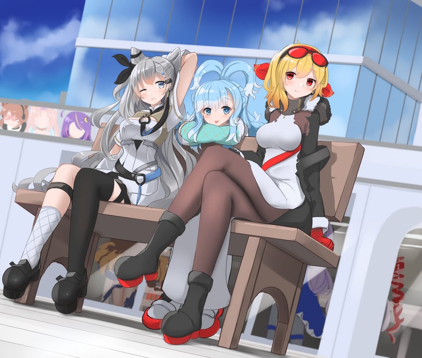 kureiji ollie, moona hoshinova, pavolia reine, kaela kovalskia, ayunda risu, and 4 more (hololive and 1 more) drawn by redundant-cat