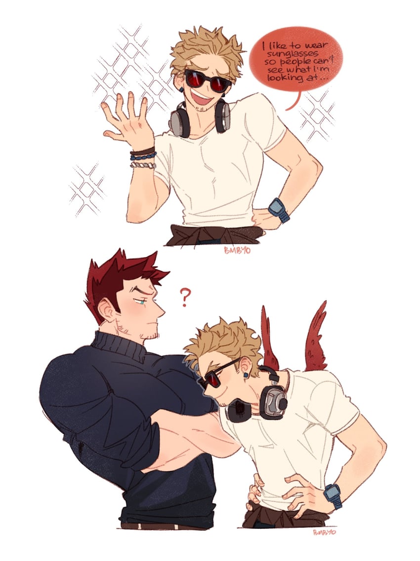 endeavor and hawks (boku no hero academia) drawn by bombyoon