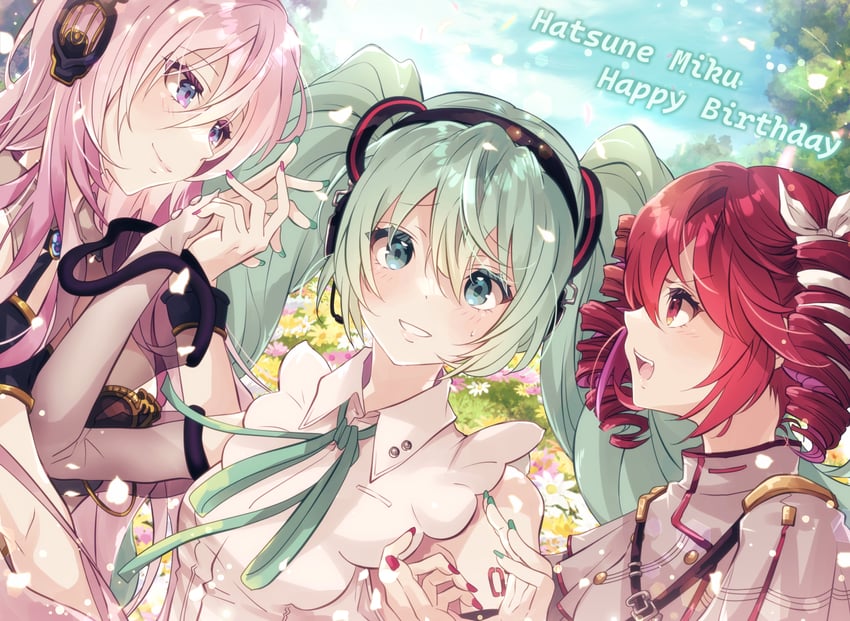 hatsune miku, megurine luka, and kasane teto (vocaloid and 3 more) drawn by yudoufu_(littleplus)