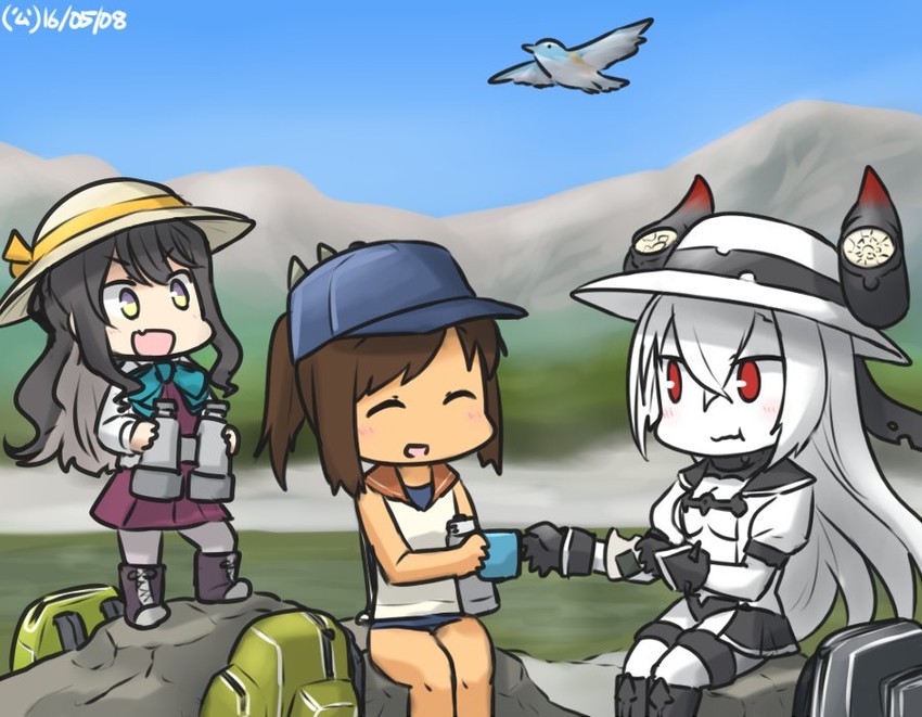 naganami, i-401, and air defense princess (kantai collection) drawn by hamu_koutarou