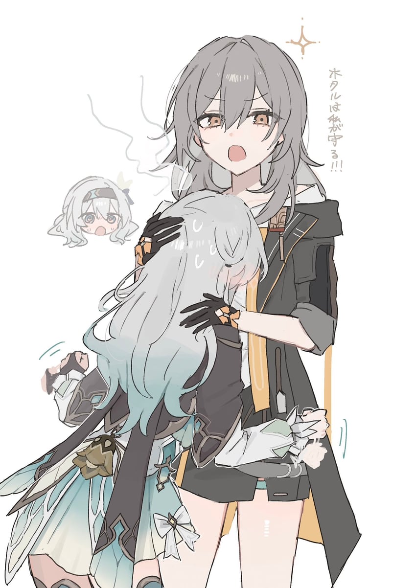 trailblazer, firefly, and stelle (honkai and 1 more) drawn by rekka_shinai