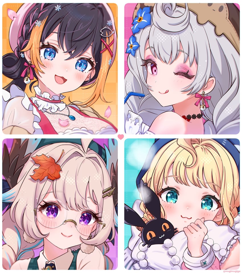 enna alouette, petra gurin, millie parfait, reimu endou, and lucie (nijisanji and 1 more) drawn by mugimugigo