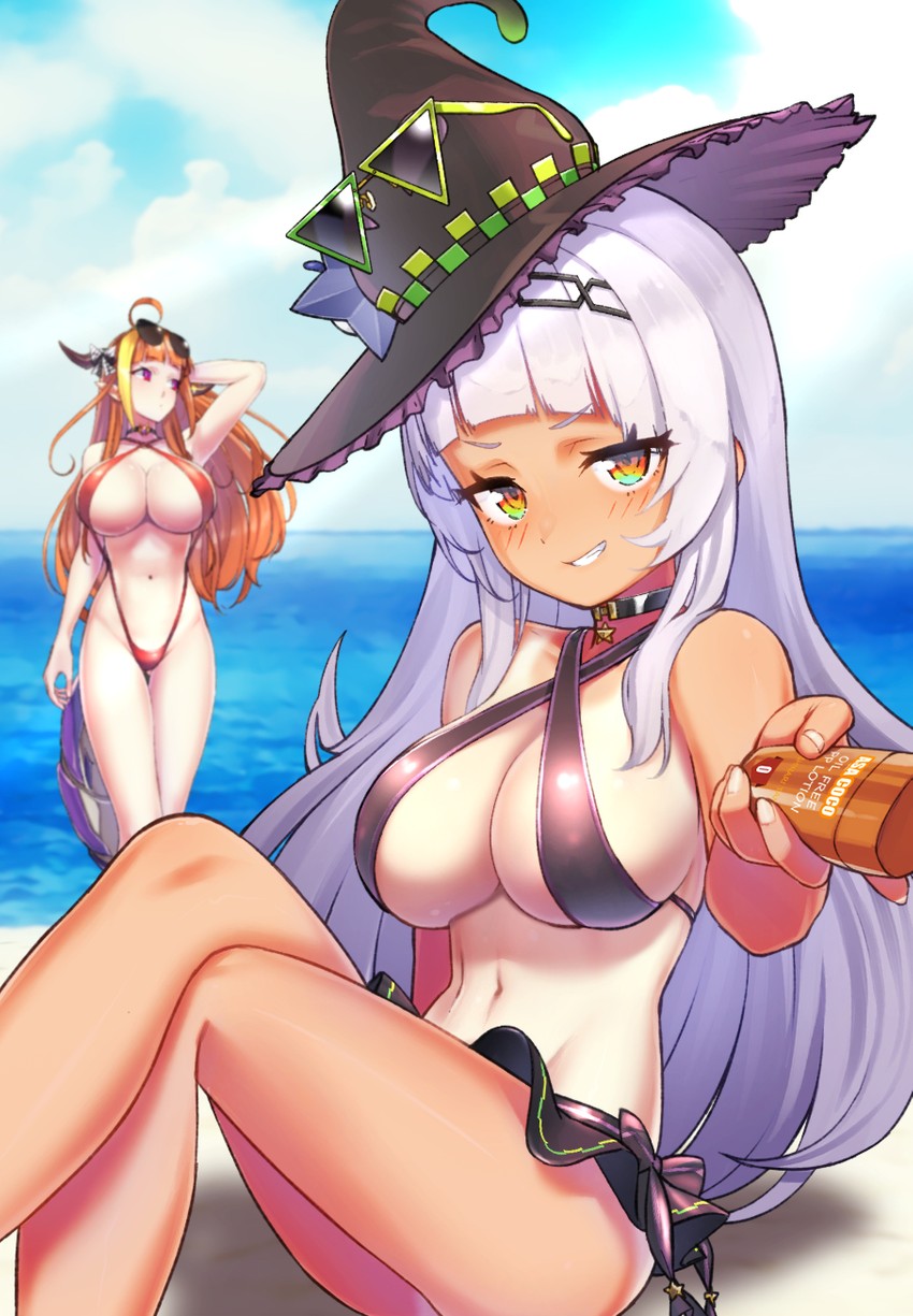 murasaki shion and kiryu coco (hololive) drawn by oshiruko_(oshiruco_212048)