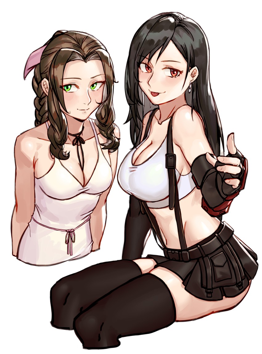 tifa lockhart and aerith gainsborough (final fantasy and 2 more) drawn by renxzd