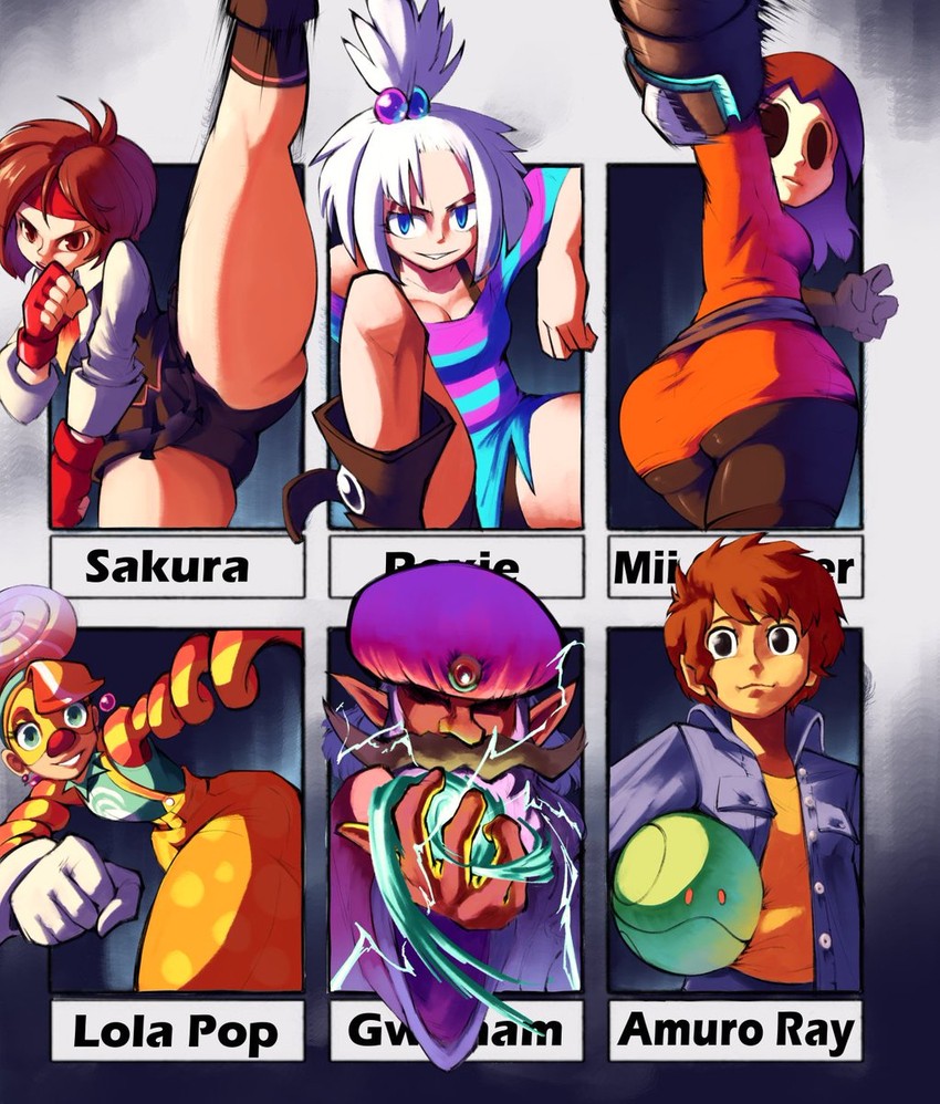 haro, kasugano sakura, roxie, amuro ray, mii, and 3 more (pokemon and 9 more) drawn by namenloose
