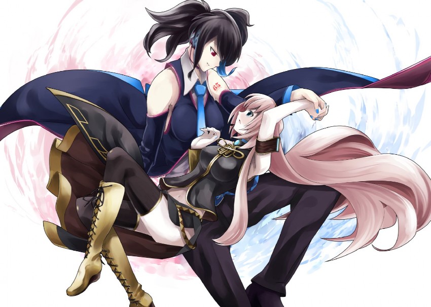 megurine luka and yokune ruko (vocaloid and 1 more) drawn by yakushiji_takahito