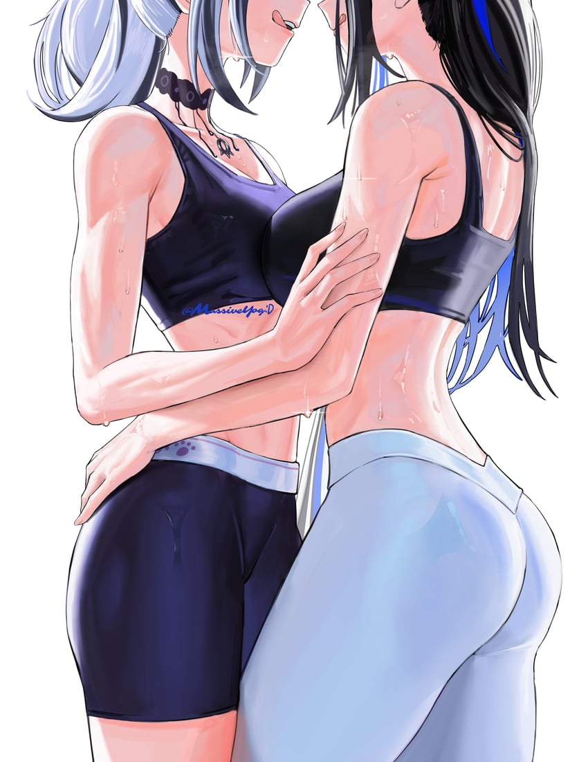 shiori novella and nerissa ravencroft (hololive and 1 more) drawn by massiveyog