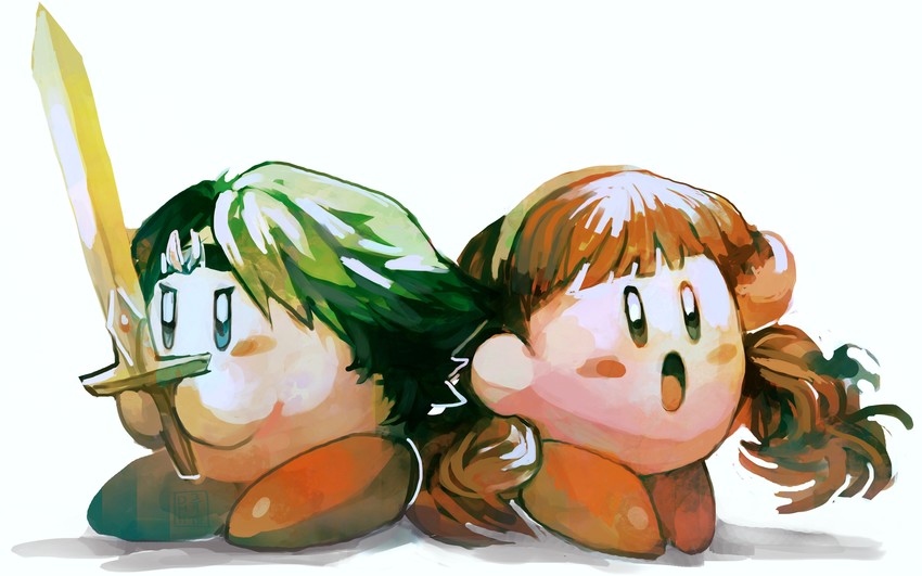 kirby, celica, and alm (fire emblem and 3 more) drawn by lady_kuki