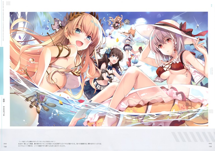 queen elizabeth, warspite, victorious, and newcastle (azur lane) drawn by hirai_yuzuki