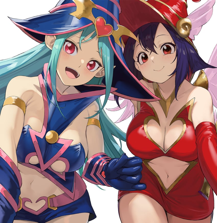 apple magician girl and chocolate magician girl (yu-gi-oh!) drawn by yappen