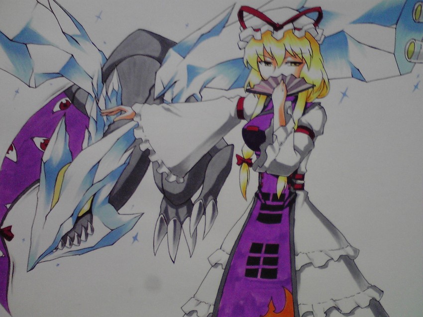 yakumo yukari and kyurem (touhou and 2 more) drawn by omega_na_hito