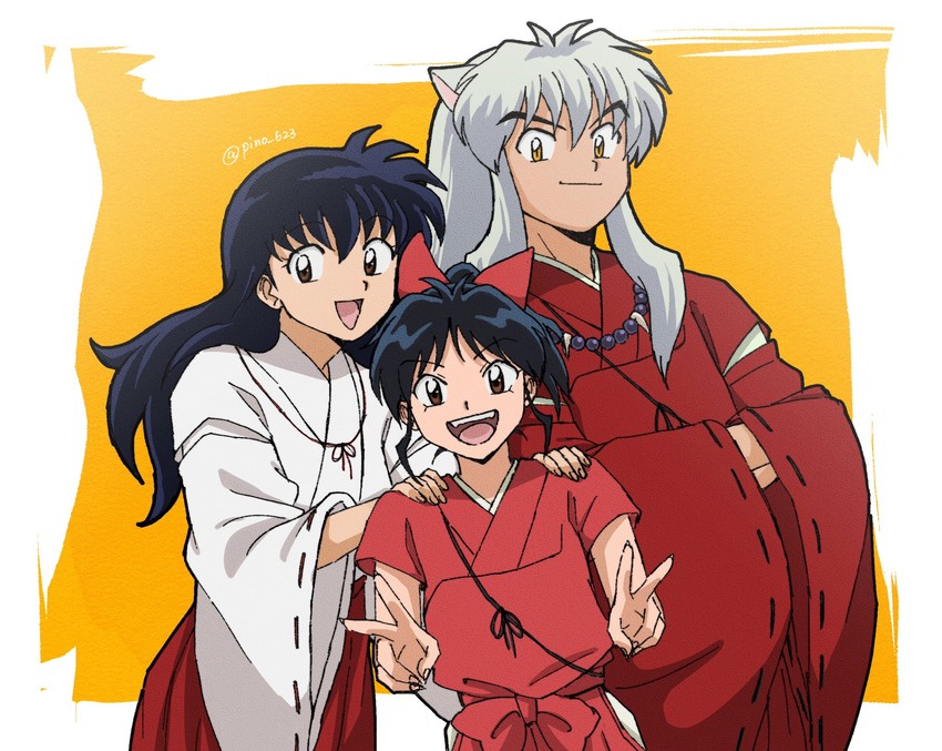 inuyasha, higurashi kagome, and moroha (inuyasha and 1 more) drawn by pinoko_(pnk623)