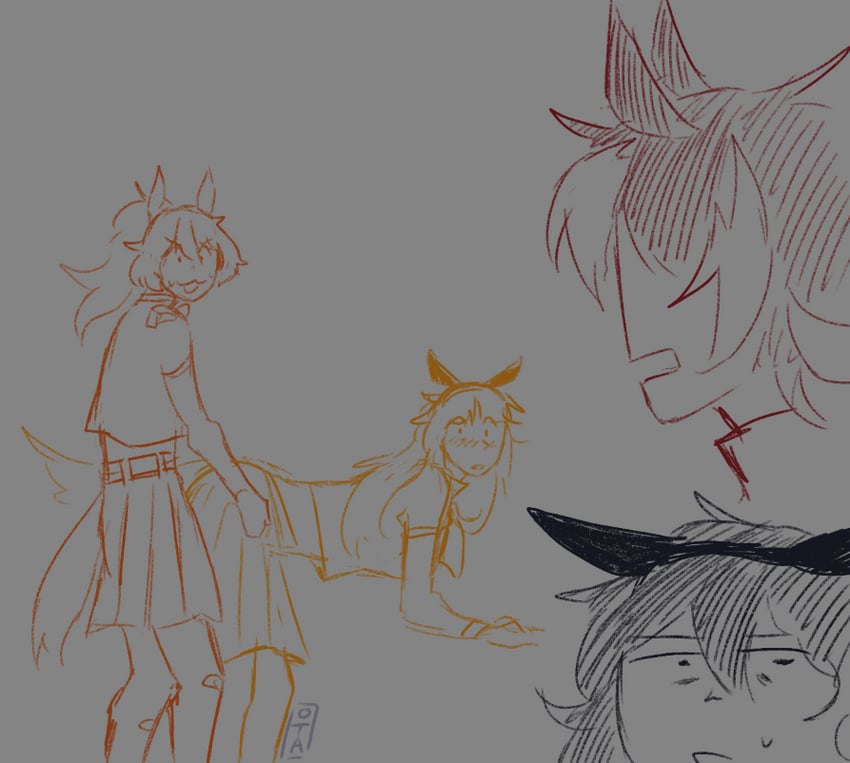 jovial merryment, lightning strikes thrice, downtown skybox, and door knob (horse race tests) drawn by otaeriaaoba