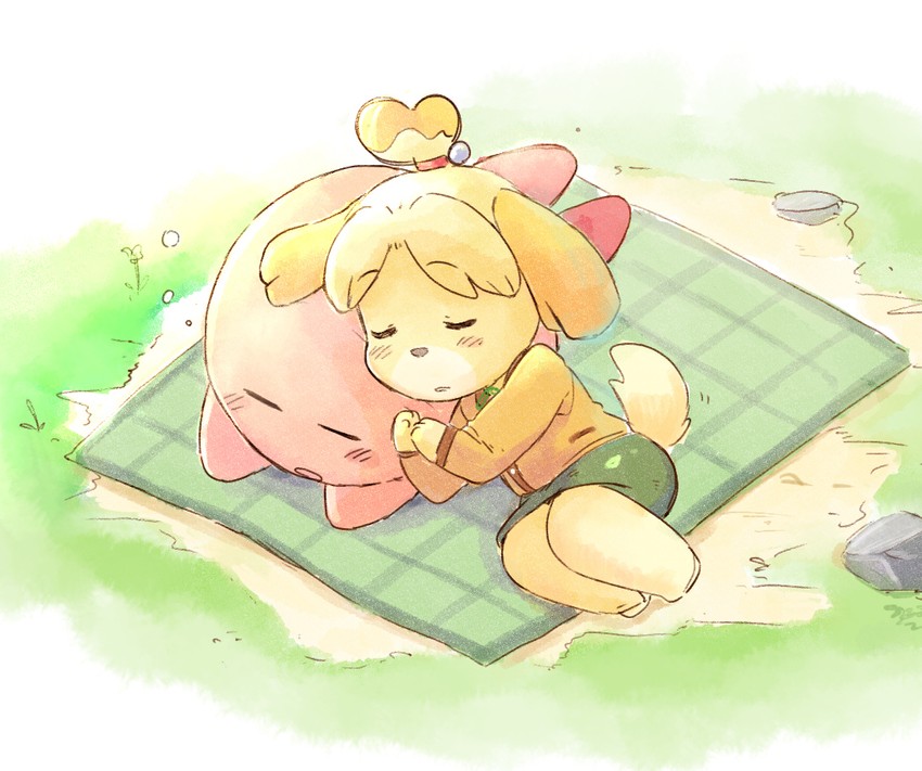 kirby and isabelle (kirby and 2 more) drawn by tsubobot