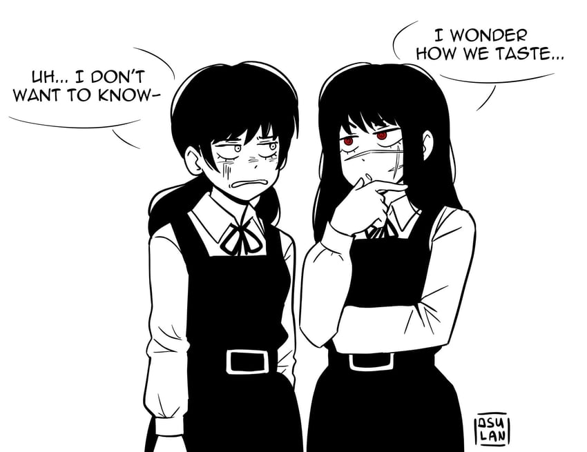 yoru and mitaka asa (chainsaw man) drawn by osulan