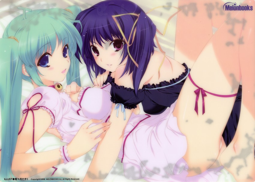 melon-chan and black lemon-chan (melonbooks and 1 more) drawn by iizuki_tasuku
