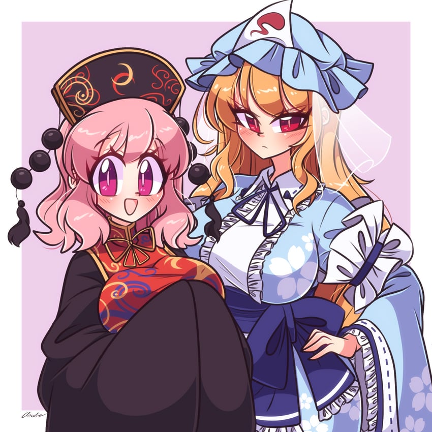 saigyouji yuyuko and junko (touhou) drawn by littlecloudie