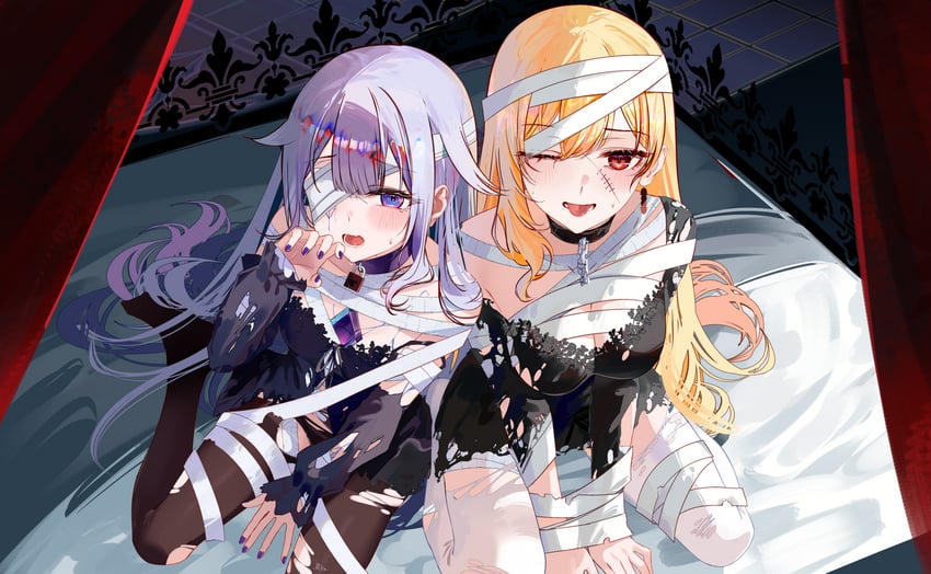 koseki bijou and kaela kovalskia (hololive and 2 more) drawn by zakimpo