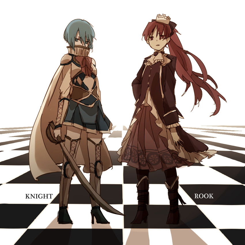miki sayaka and sakura kyoko (mahou shoujo madoka magica) drawn by lemontea