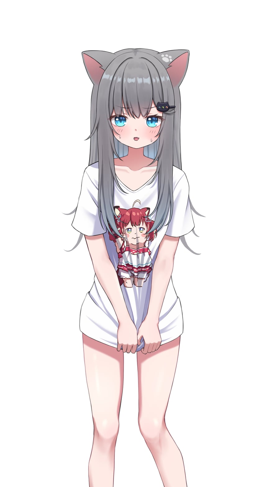 nachoneko and akami karubi (indie virtual youtuber) drawn by hal_(haldayo913)