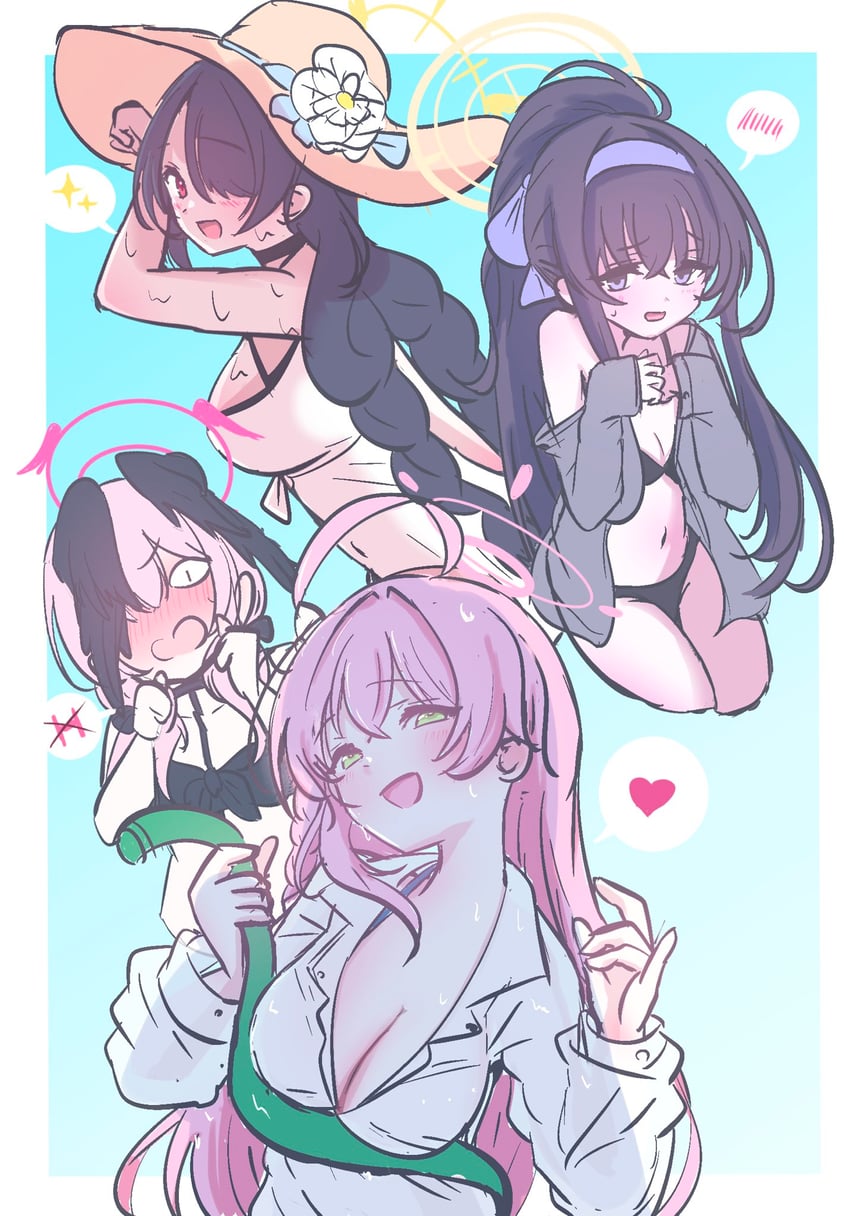 koharu, hanako, ui, and hinata (blue archive) drawn by giorgio_(yo_sumire_sola1)
