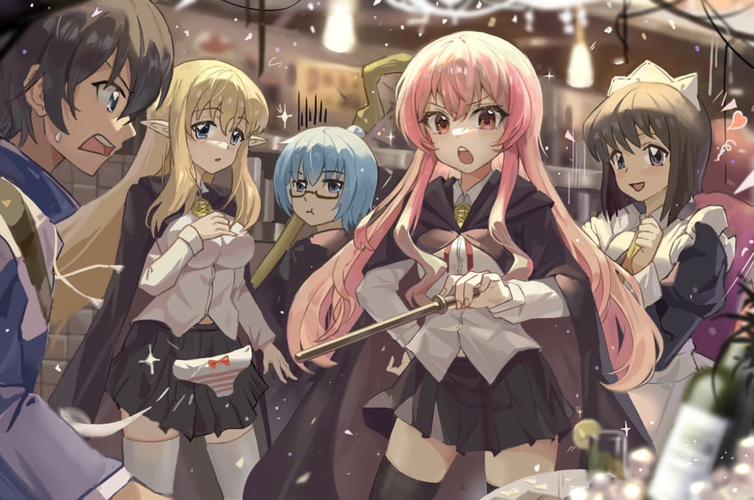louise francoise le blanc de la valliere, tiffania westwood, tabitha, siesta, and hiraga saito (zero no tsukaima) drawn by cxxxl