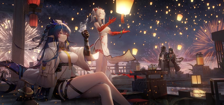 doctor, dusk, nian, and ling (arknights) drawn by binggong_asylum