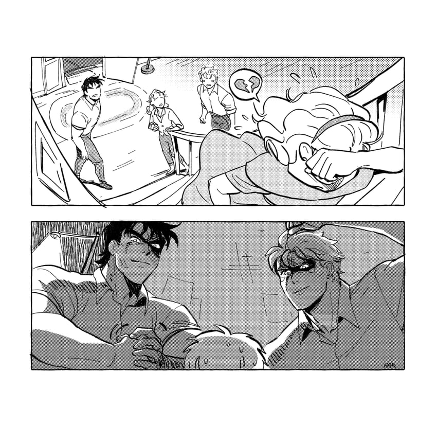 joseph joestar, caesar anthonio zeppeli, suzi q, and kujo holy (jojo no kimyou na bouken and 1 more) drawn by hakmonss