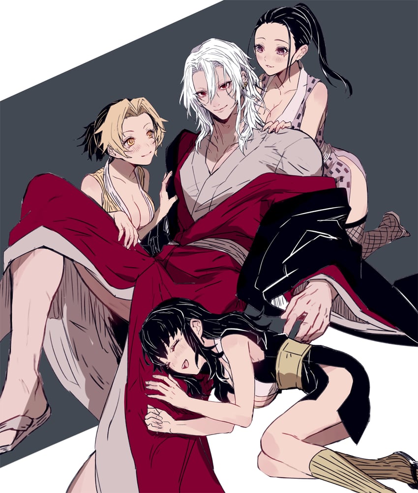 uzui tengen, makio, hinatsuru, and suma (kimetsu no yaiba) drawn by iwatoko_(iwatokko)