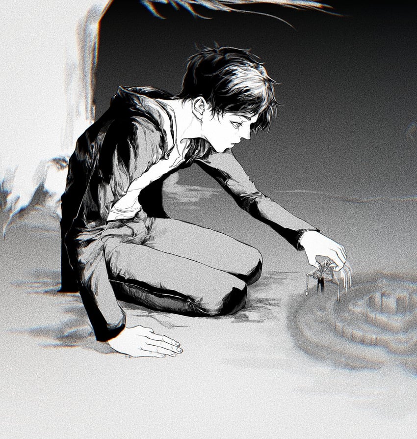 eren yeager, titan, and founding titan (shingeki no kyojin) drawn by gx8439440115311