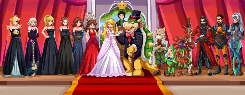 link, princess zelda, princess peach, samus aran, rosalina, and 13 more (final fantasy and 13 more) drawn by sigurd_hosenfeld