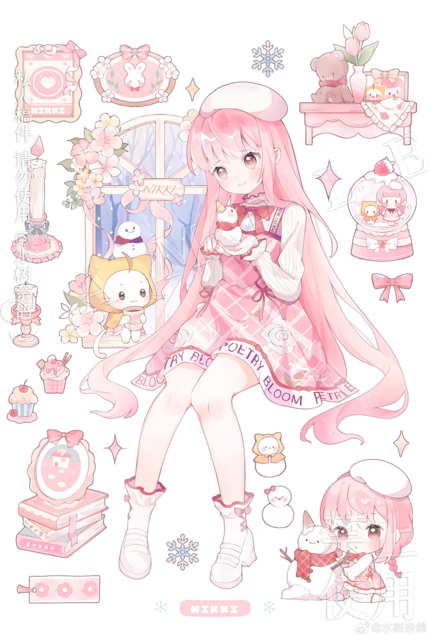 nikki, momo, and bloom poetry (nikki and 1 more) drawn by yidun_chishiwan