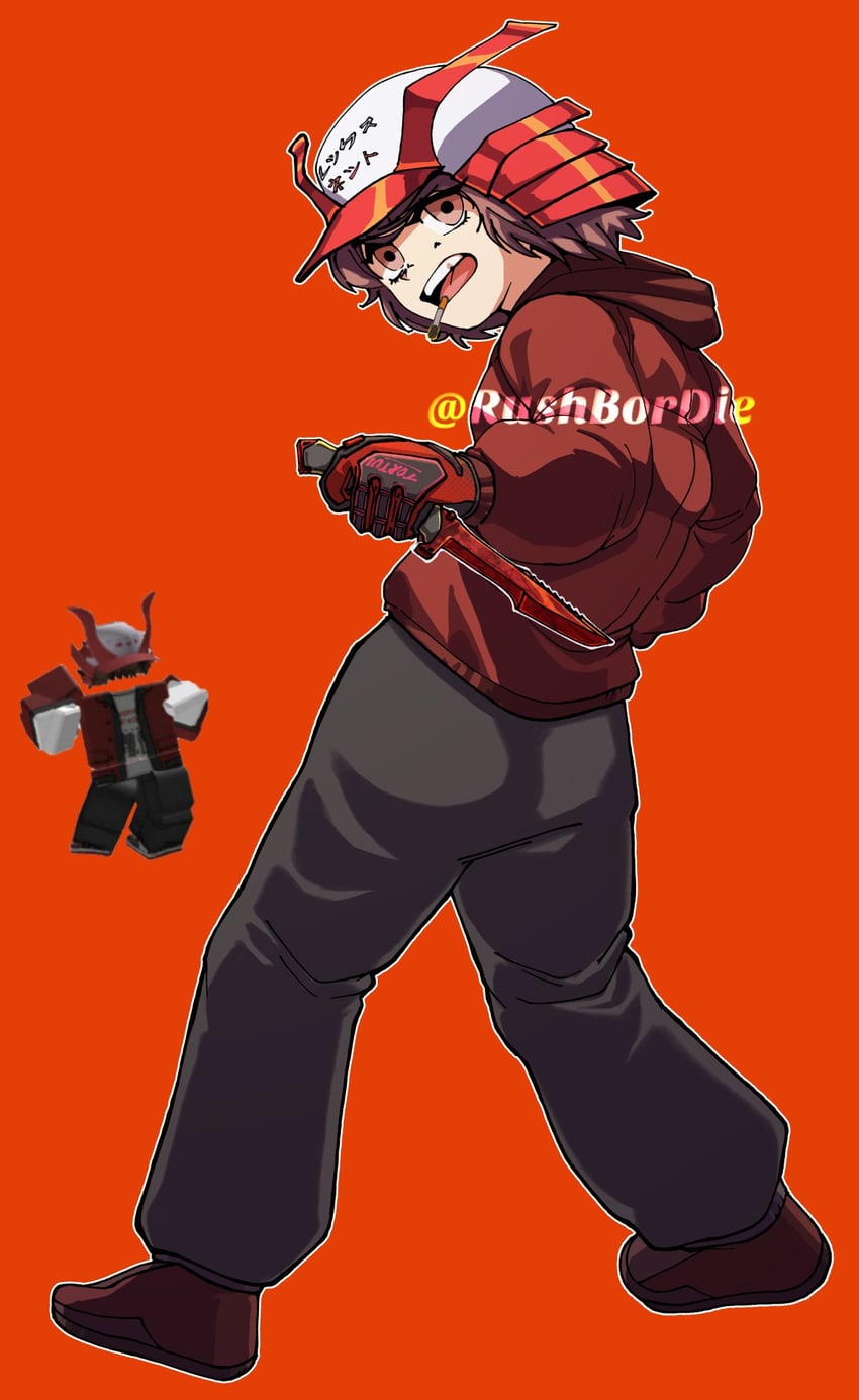 player character (roblox and 2 more) drawn by hugo_(rushbordie)