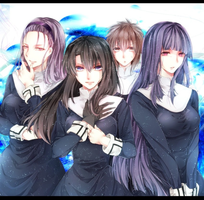 asagami fujino, kokutou azaka, seo shizune, and ouji misaya (kara no kyoukai) drawn by nuko_(62ys18)