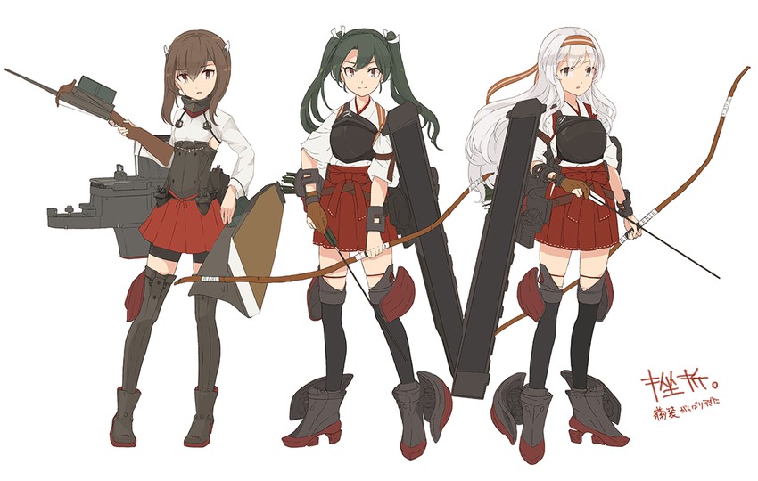 zuikaku, shoukaku, and taihou (kantai collection) drawn by enu_(roco_roco44)