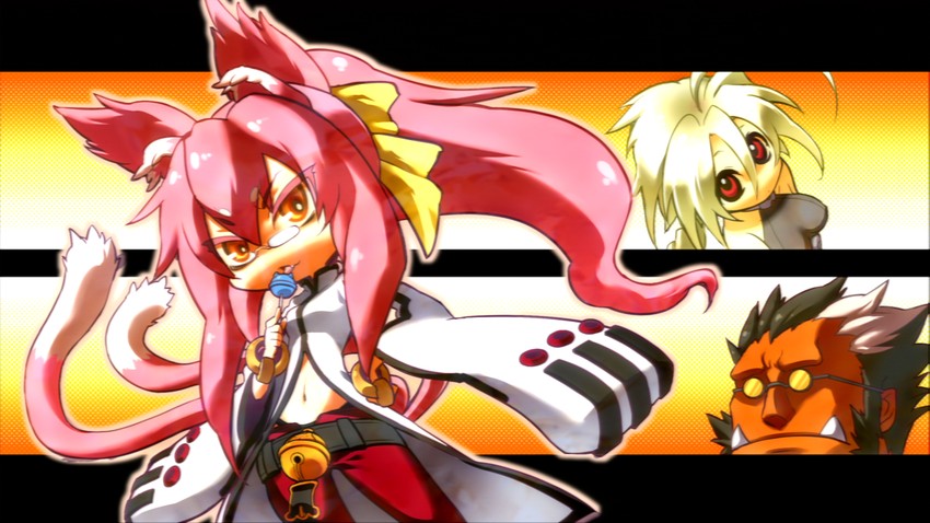 lambda-11, kokonoe, and iron tager (blazblue)