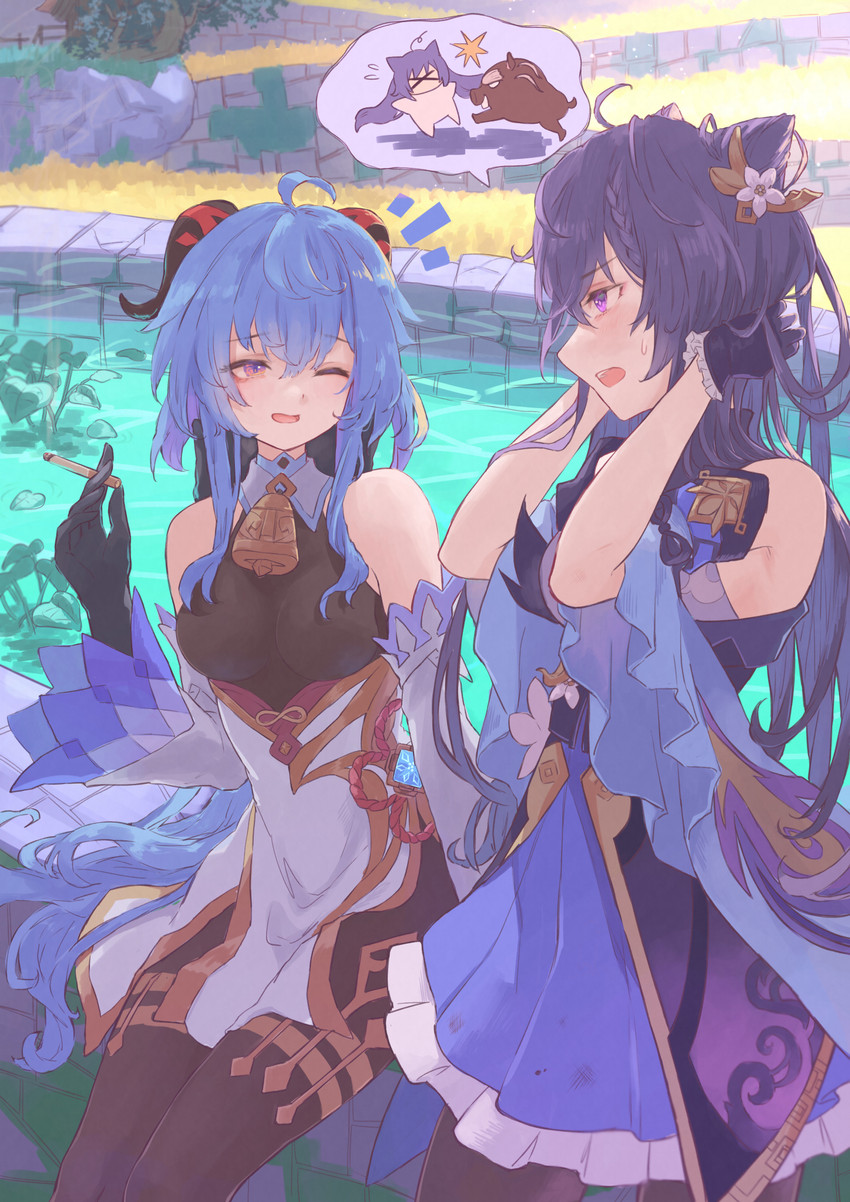 ganyu and keqing (genshin impact) drawn by yamabuki_(yamabuki_xxxxx)
