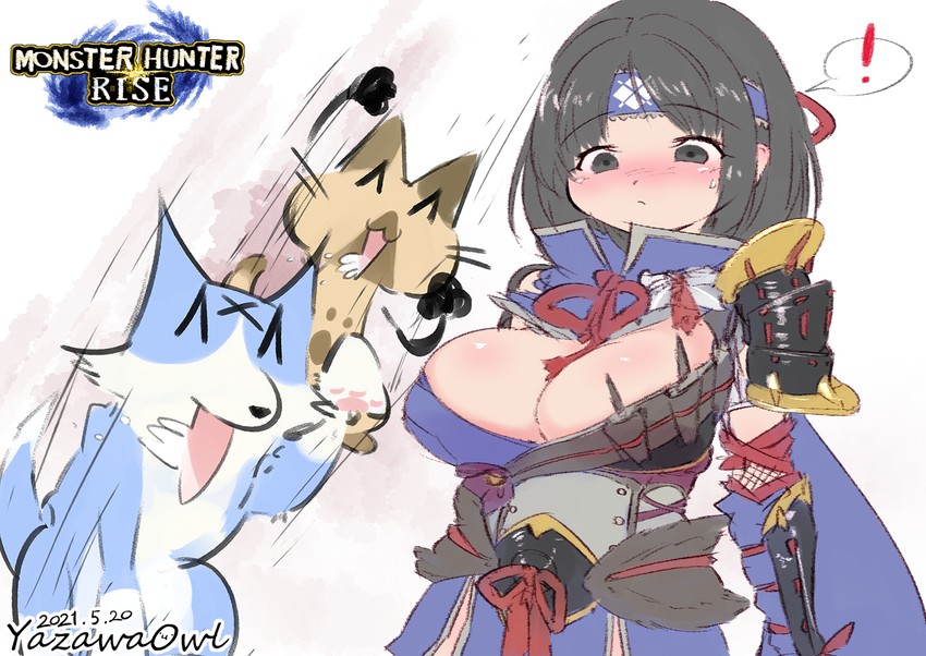 monster hunter and canyne (monster hunter and 1 more) drawn by yazawa_owl