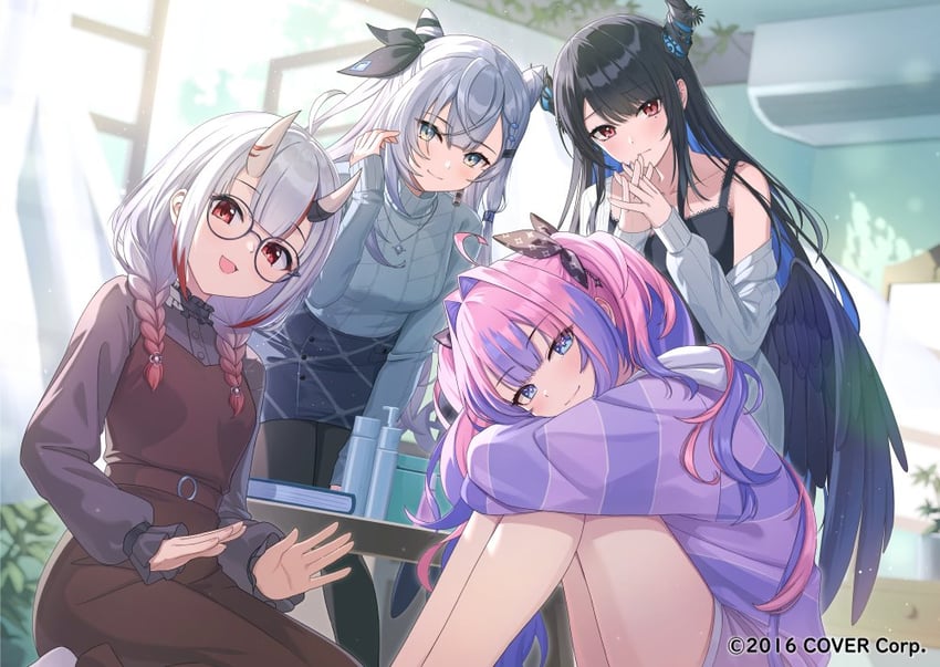 nakiri ayame, nerissa ravencroft, vestia zeta, and kikirara vivi (hololive and 3 more) drawn by tokisaka_makoto