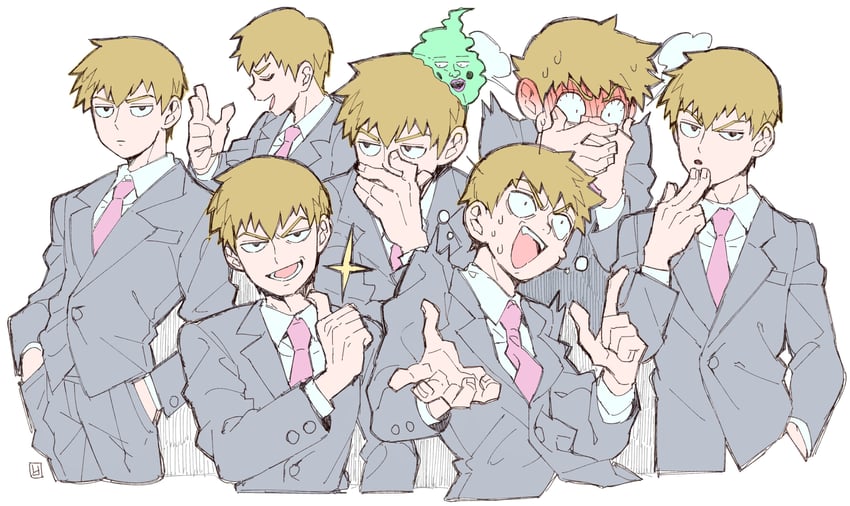 reigen arataka and ekubo (mob psycho 100) drawn by yasubaru