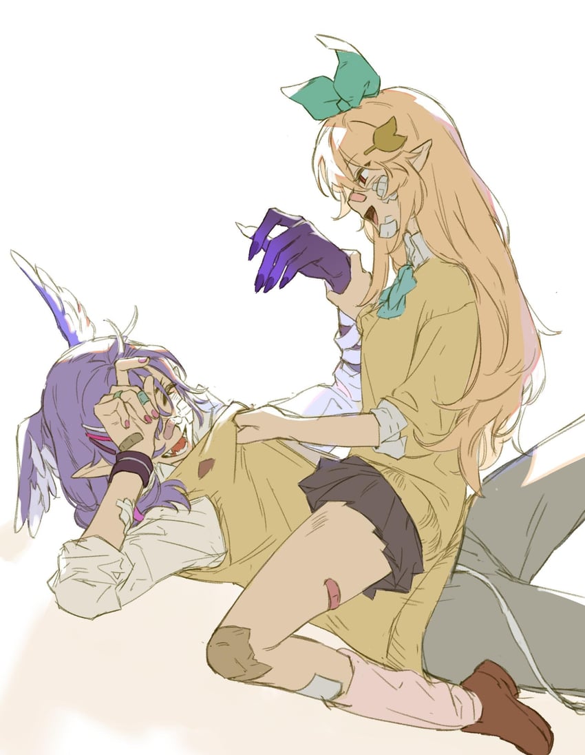 selen tatsuki and pomu rainpuff (nijisanji and 1 more) drawn by yizhichunji