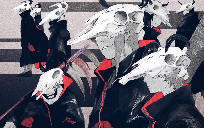 uchiha itachi, deidara, konan, sasori, hidan, and 3 more (naruto) drawn by moiko_(moi_pic_)