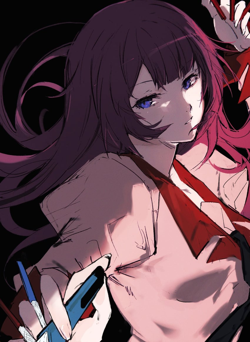 senjougahara hitagi (monogatari and 1 more) drawn by moku_(muooku)