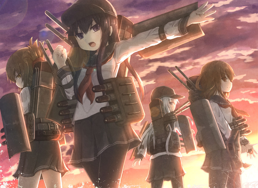 hibiki, inazuma, ikazuchi, and akatsuki (kantai collection) drawn by hikari_niji