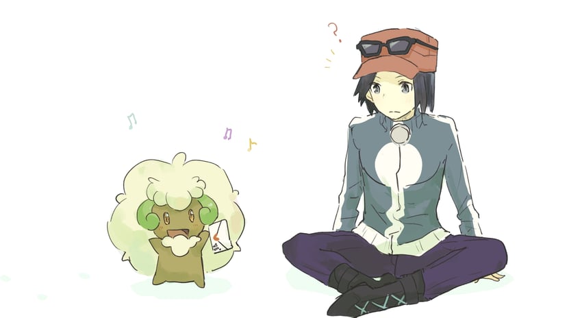 calem and whimsicott (pokemon and 1 more) drawn by totpk_(totxyza)