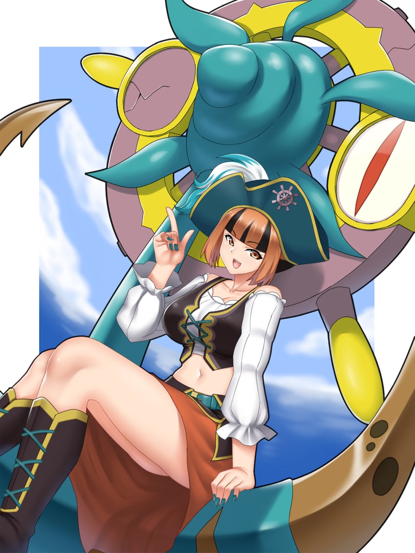gardenia and dhelmise (pokemon and 1 more) drawn by mokkori9