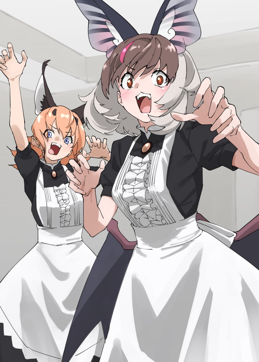 caracal and brown long-eared bat (kemono friends and 2 more) drawn by tanabe_(fueisei)