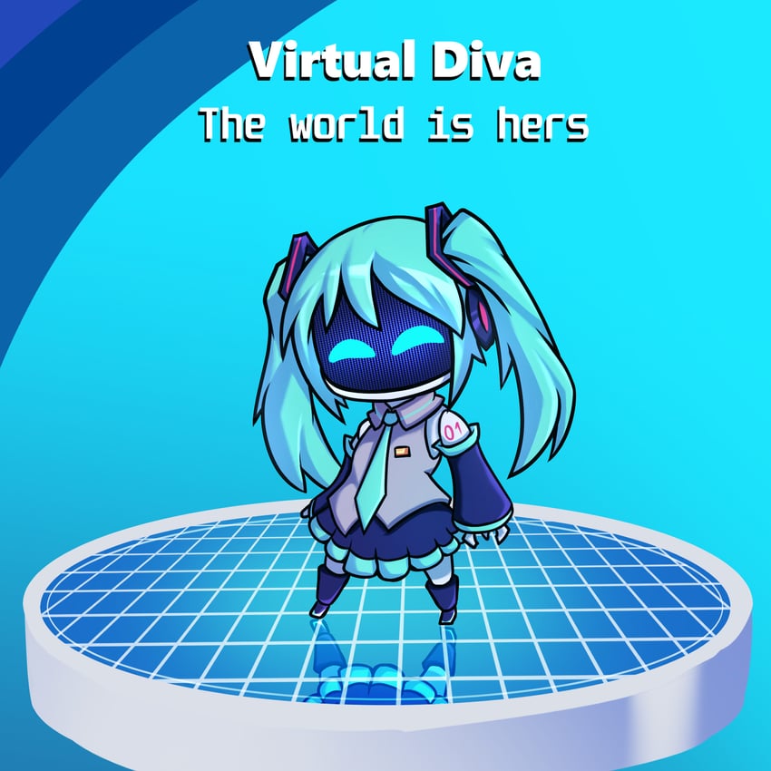 hatsune miku and astro bot (vocaloid and 1 more) drawn by nebits